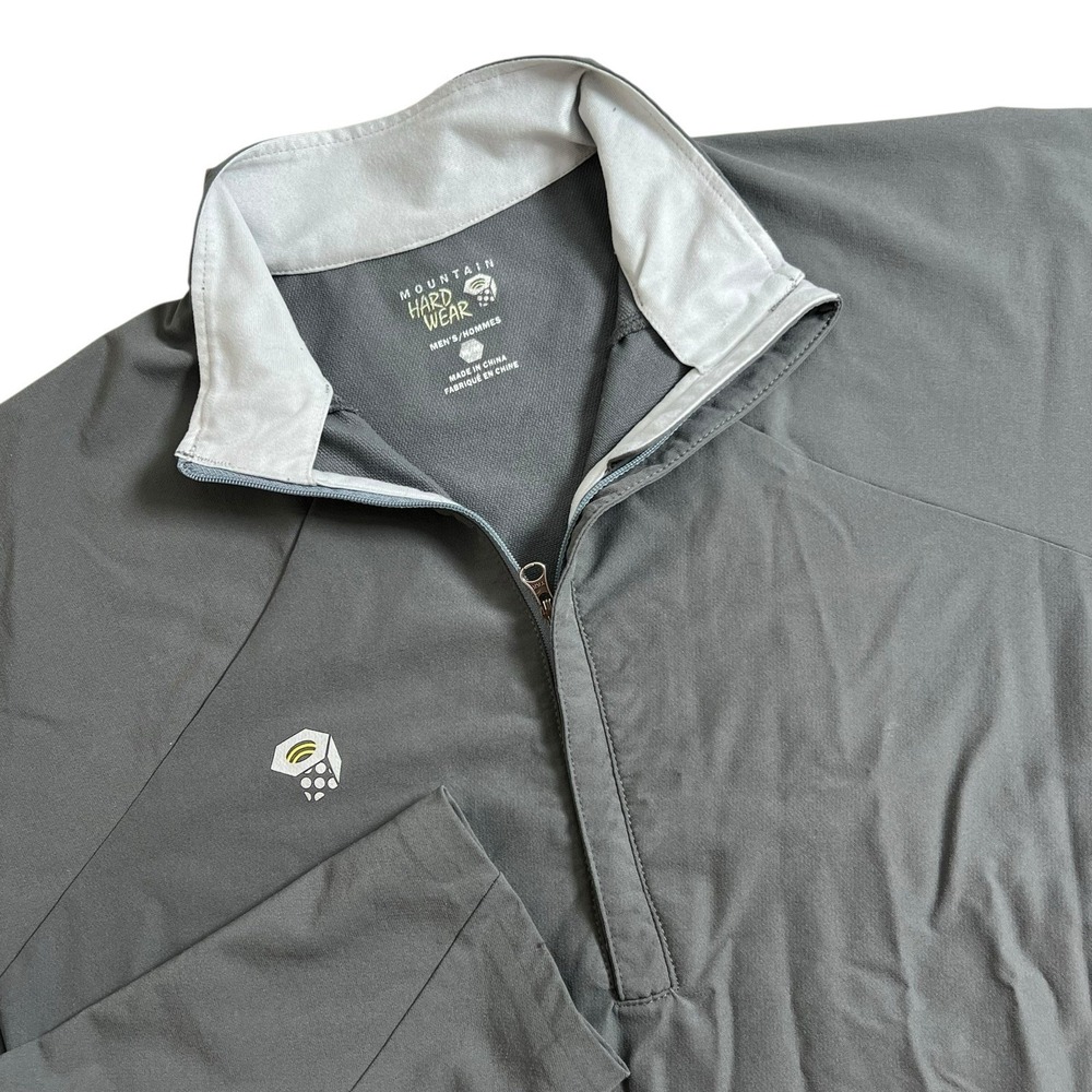 Mountain Hardwear Mens Medium Gray Nylon 1/4 Zip‎ Lightweight Jacket Zip Pockets